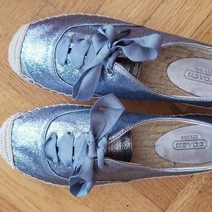 [NEW] COACH Glitter Ramira Silver-Blue Espadrilles